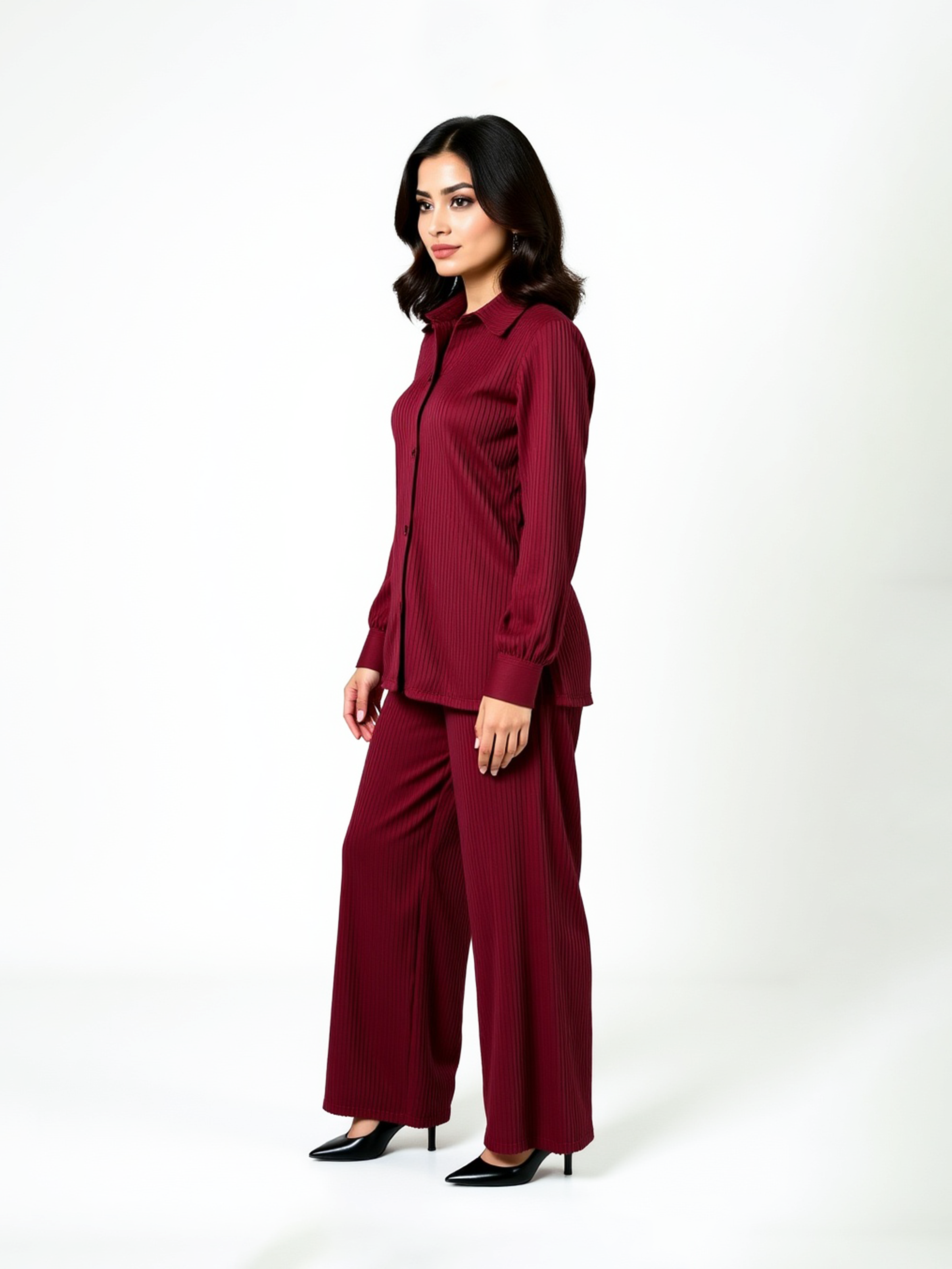 Aura Ribbed Set (Maroon)