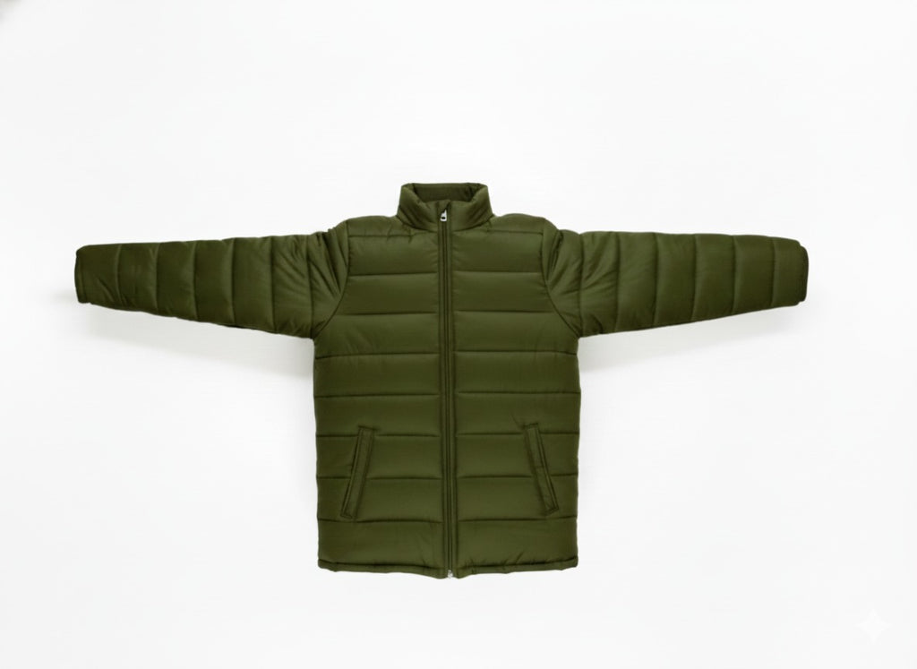 AURA-LUXE MATTE PUFFER OLIVE GREEN