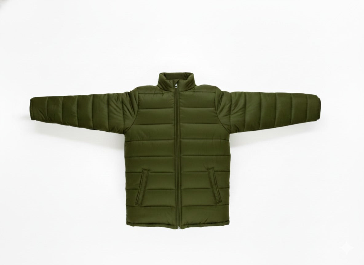 AURA-LUXE MATTE PUFFER OLIVE GREEN