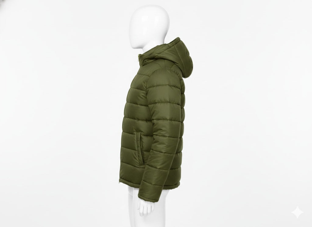 AURA-LUXE MATTE PUFFER OLIVE GREEN