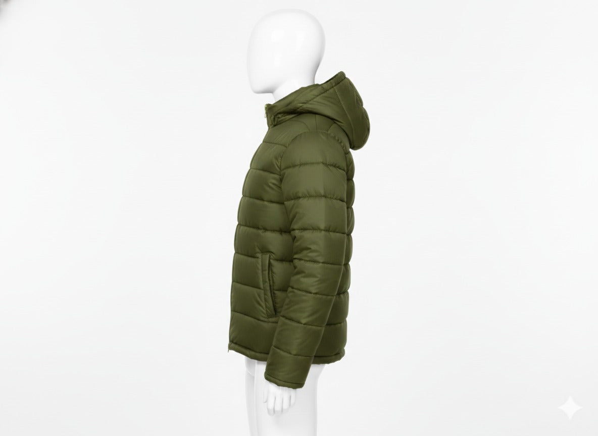 AURA-LUXE MATTE PUFFER OLIVE GREEN