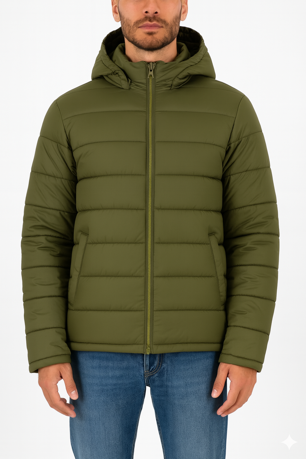 AURA-LUXE MATTE PUFFER OLIVE GREEN