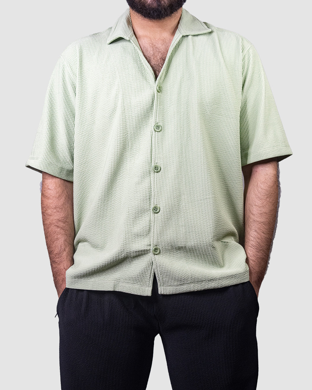 Rivera Open Collar Shirt (Mint Green)